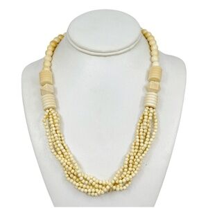 Vintage carved ivory bead necklace GM521